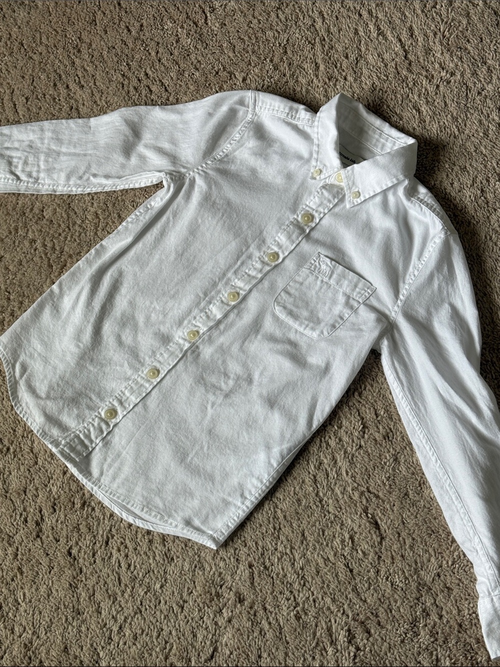 abercrombie kids White Button-Front Collared Shirt size 7/8 - Picture 4 of 10